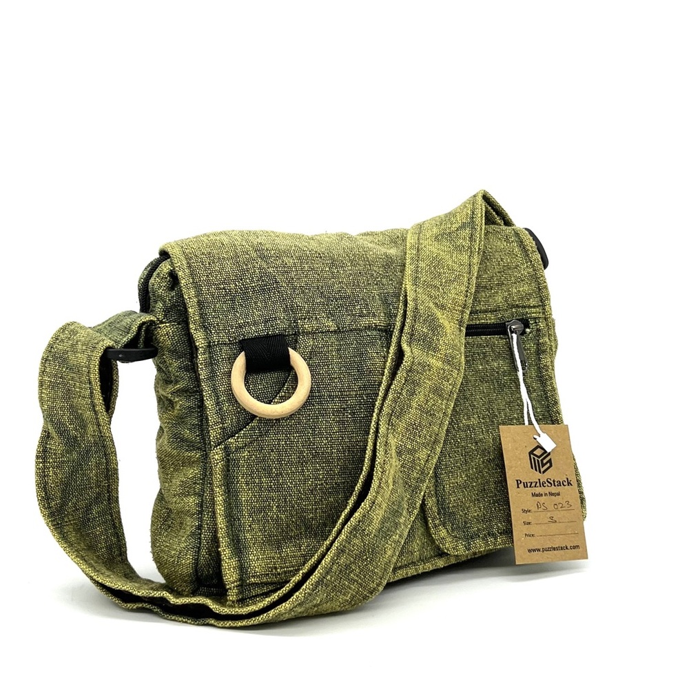 Stonewashed Cotton Messenger Bag